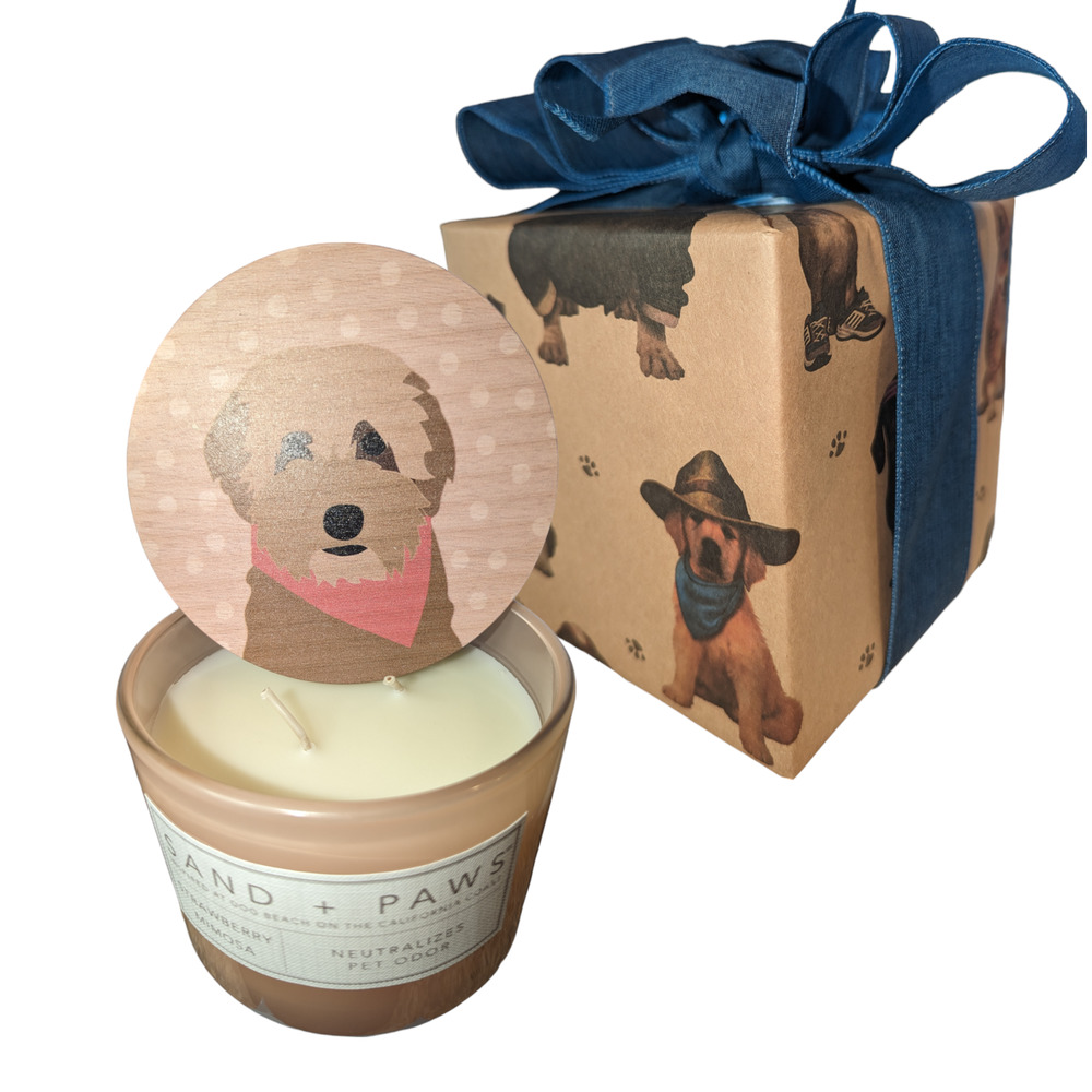 Sand + Paws Labradoodle Strawberry Mimosa Candle - Gift wrapped!